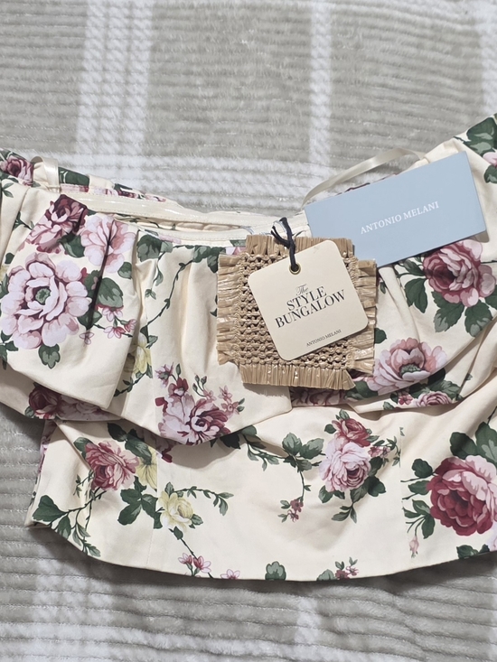 ANTONIO MELANI Tops - Antonio‎ Melani x The Style Bungalow Floral Ruffle Top NWT Size 0 Off Shoulder